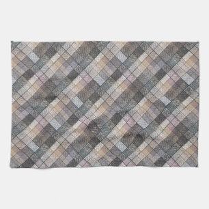 grey chequered . tea towel