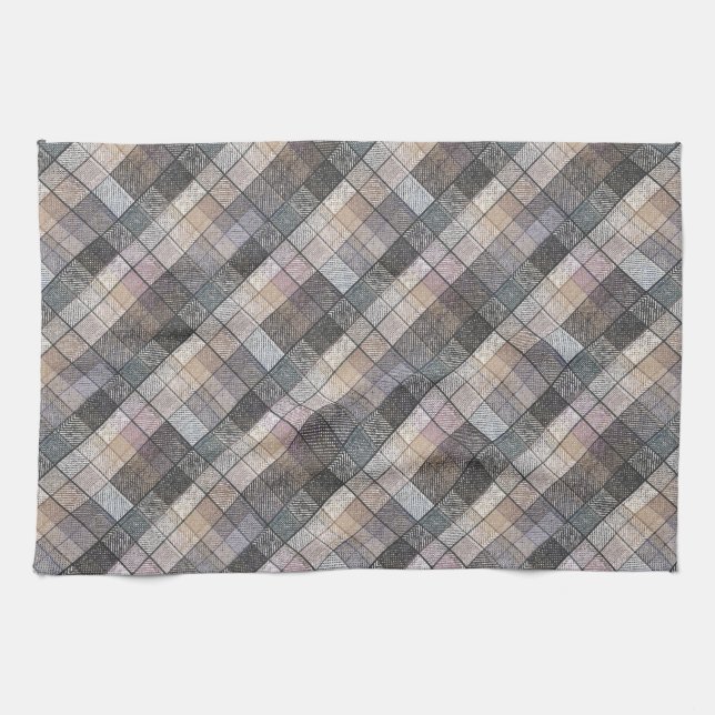 grey chequered . tea towel (Horizontal)