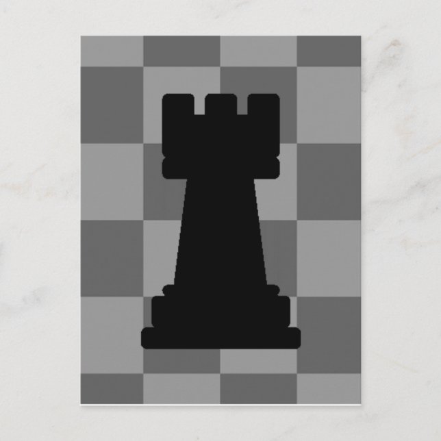 Grey chessboard Rook Postcard (Front)