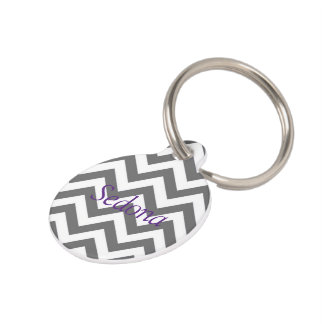 Grey Cheveron Pet Tag (Grey & Purple)