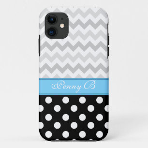 Grey Chevron Black Polka Dot Blue iPhone 5 Case