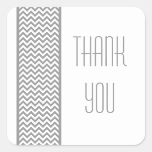 Grey Chevron Border Thank You Stickers