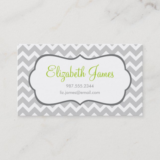 Grey Chevron Business Card (Front)