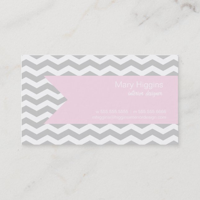 Grey Chevron Business Cards (Back)