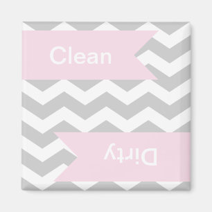 Grey Chevron Clean - Dirty Dishwasher Magnets