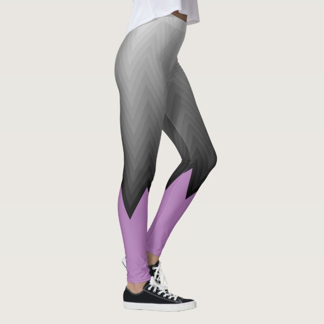 Grey chevron lavender purple customisable colour leggings (Right)