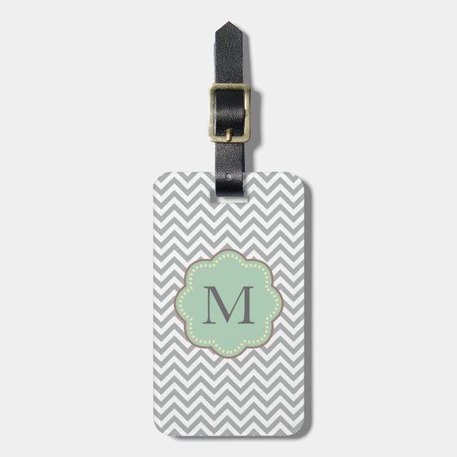 Grey Chevron Luggage Tag (Front Vertical)