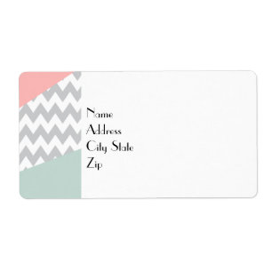 Grey Chevron Mint and Coral