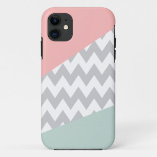 Grey Chevron - Mint and Coral Case-Mate iPhone Case