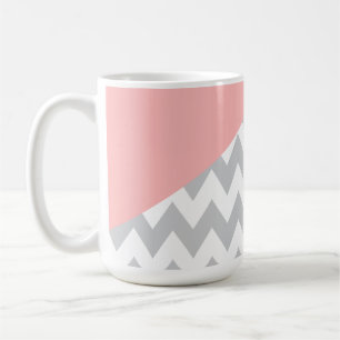 Grey Chevron  Mint and Coral Coffee Mug
