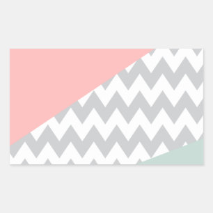 Grey Chevron  Mint and Coral Rectangular Sticker