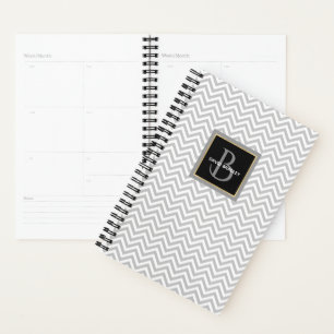 Grey Chevron Monogrammed Daily Planner