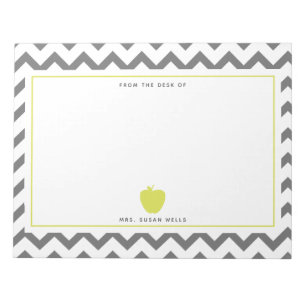 Grey Chevron Neon Apple Teacher Notepad