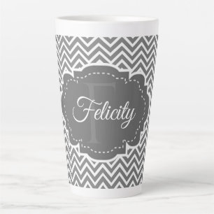 Grey Chevron Personalised Latte Mug