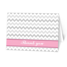 Grey Chevron Pink custom Thank You Card