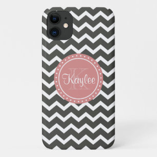 Grey Chevron Pink Monogram Case-Mate iPhone Case