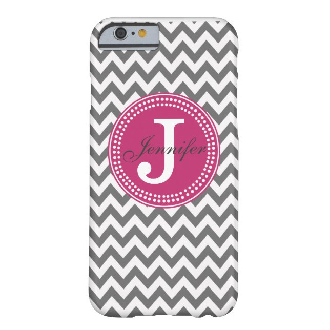 Grey Chevron & Pink Monogram iPhone 6 case (Back)