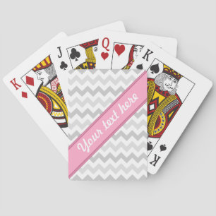 Grey Chevron Pink personalised Playing Cards