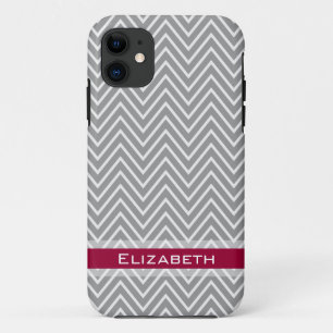 Grey Chevron Pink White Custom Name Case-Mate iPhone Case