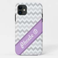 Grey Chevron Purple personalised iPhone 5 Case