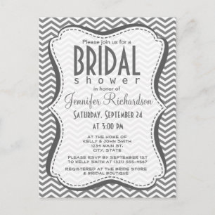Grey Chevron Stripes Invitation Postcard