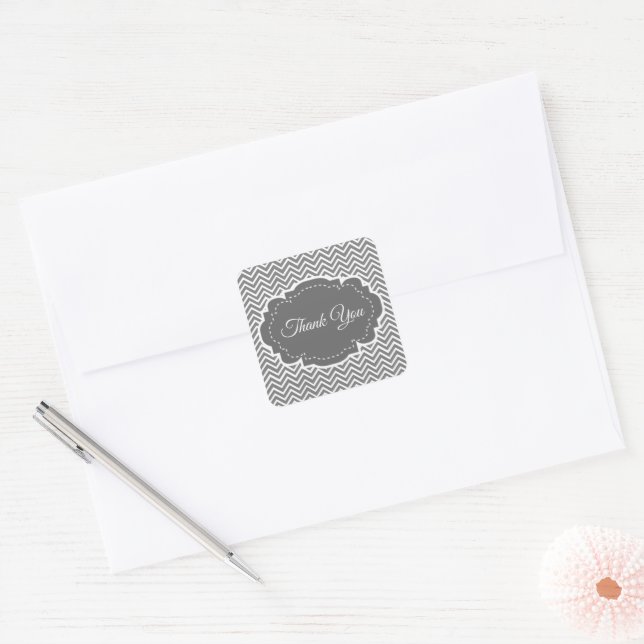 Grey Chevron Thank You Sticker (Envelope)