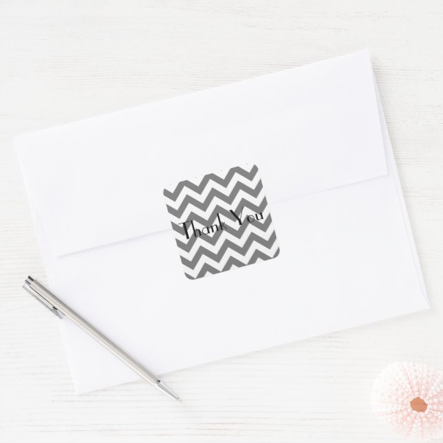 Grey Chevron Thank You Stickers (Envelope)