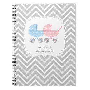 Grey Chevron Twin Stroller Advice For Mummy to be Notebook