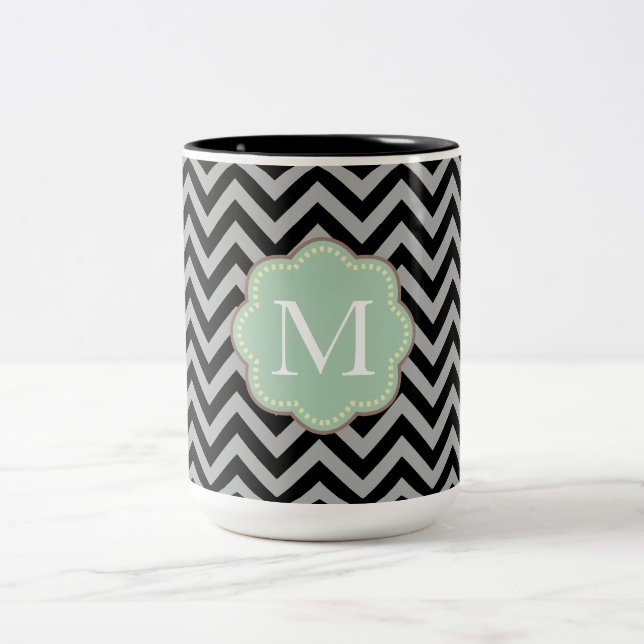 Grey Chevron Two-Tone Coffee Mug (Center)