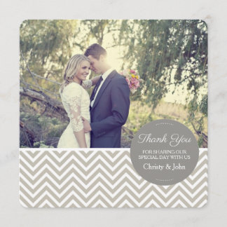 Grey Chevron Wedding Thank You Card