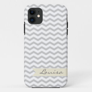 Grey Chevron with beige personalised label Case-Mate iPhone Case