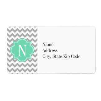 Grey Chevron with Mint Monogram