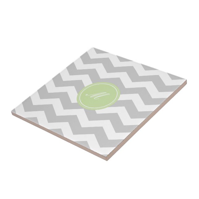 Grey Chevron with Monogram Tiles (Side)