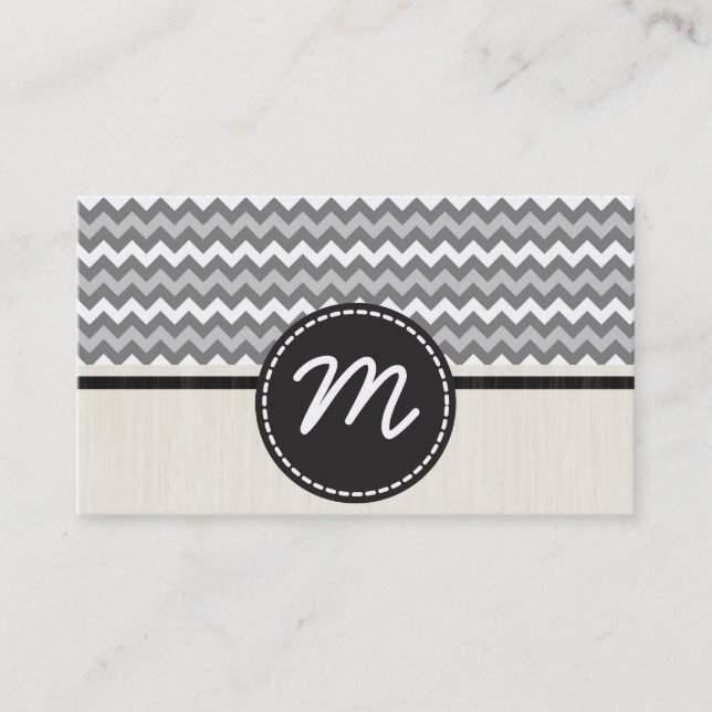 Grey Chevron Zigzag Pattern 2 Business Card (Front)