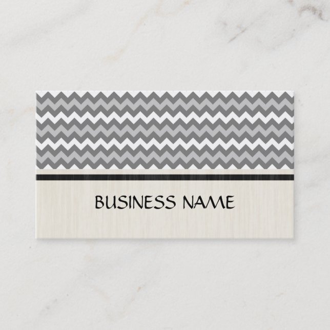 Grey Chevron Zigzag Pattern Business Card (Front)