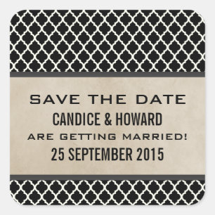 Grey Chic Quatrefoil Save the Date Stickers