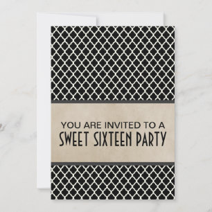 Grey Chic Quatrefoil Sweet 16 Invite