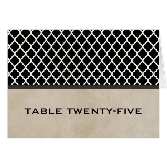 Grey Chic Quatrefoil Table Number Card (Front Horizontal)