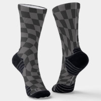 Grey Chic Retro Warped Checks Chequered  