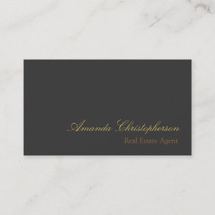 Grey Chic Script Trend Stylish Agent Business Card