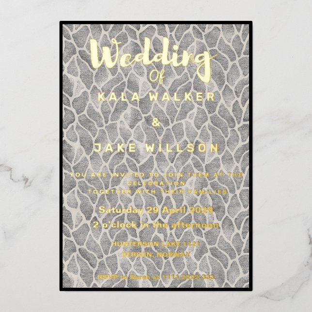 Grey Chic Wedding Gold (Border) (Front)