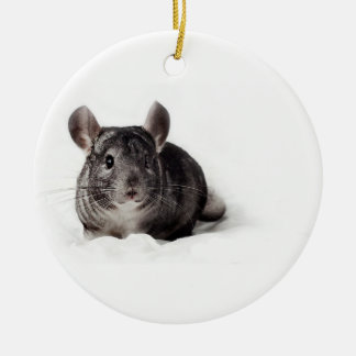 Grey Chinchilla Cute in Blanket Ceramic Tree Decoration