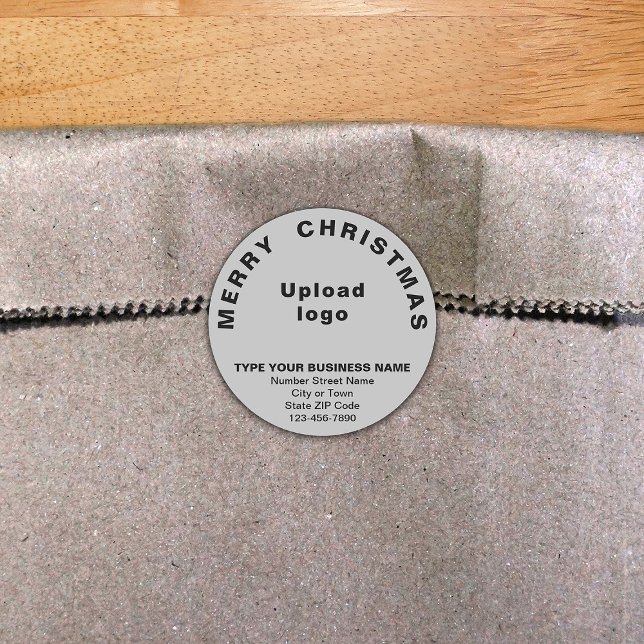 Grey Christmas Business Round Shape Sticker (Creator Uploaded)
