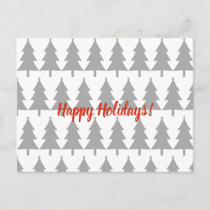 Grey Christmas Fir Trees Happy Holidays Postcard