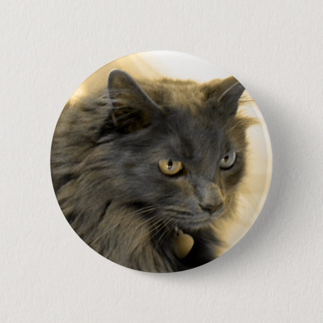 Grey Christmas Kitty IIII 6 Cm Round Badge (Front)