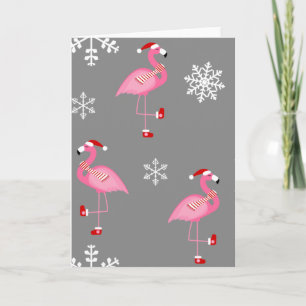 grey christmas santa claus flamingo invitation