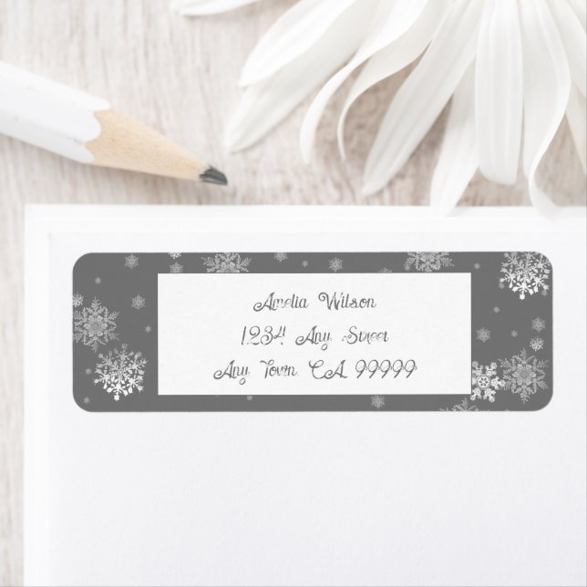 Grey Christmas Snowflakes Label (Insitu)