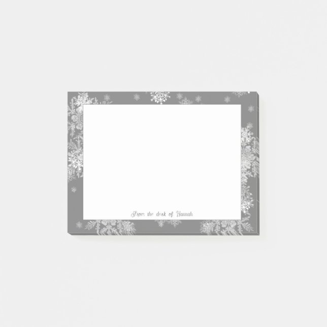 Grey Christmas Snowflakes Personalised Notes (Front)