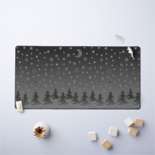 Grey Christmas Tree and Stars in the grey Sky Desk Mat