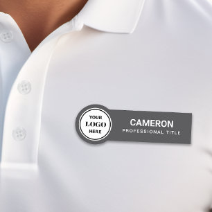 Grey Circle Company Logo Name Tag